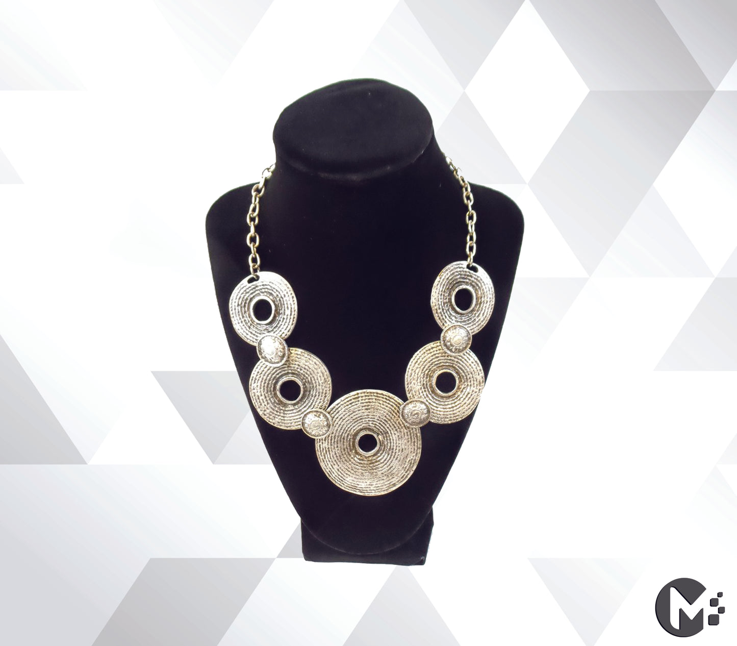 Silver-coated Multi Circle Necklace Modern design - mustulu.com