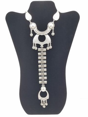 Turkish Ottoman Style Silver Plated Necklace 2650 - mustulu.com