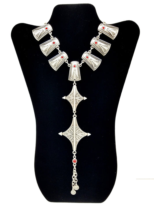 Turkish Ottoman Style Silver Plated Necklace 158 - mustulu.com