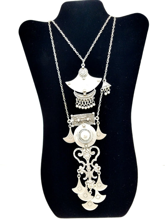 Turkish Ottoman Style Silver Plated Necklace #174 - mustulu.com