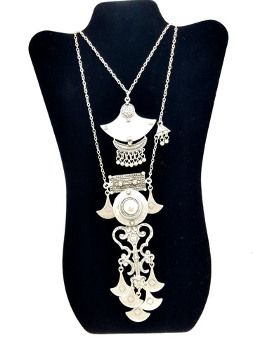 Turkish Ottoman Style Silver Plated Necklace #174 - mustulu.com