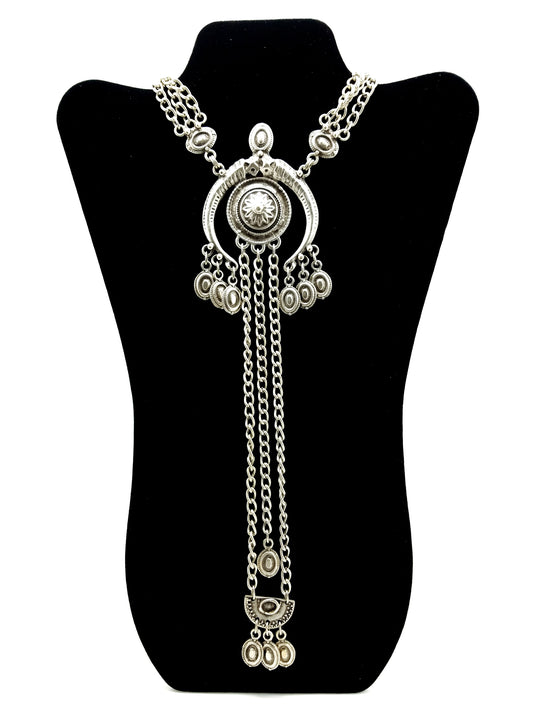 Turkish Ottoman Style Silver Plated Necklace #182 - mustulu.com