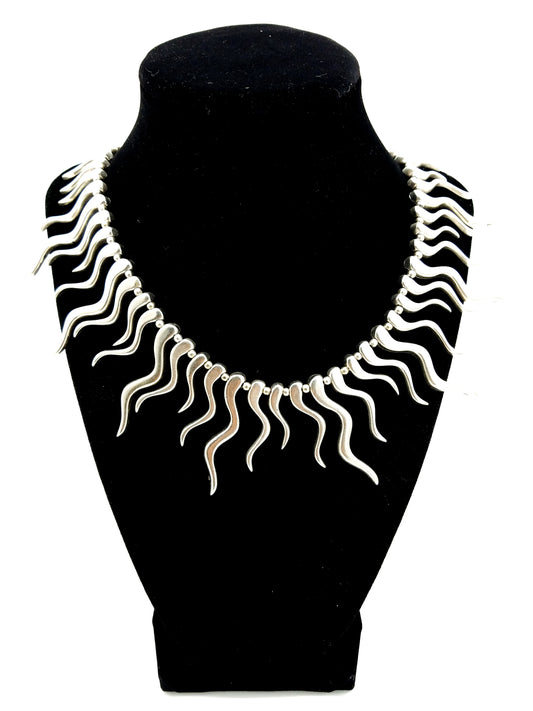 Turkish Ottoman Style Silver Plated Necklace #56 - mustulu.com