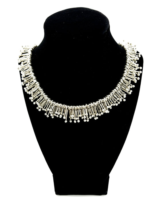 Turkish Ottoman Style Silver Plated Necklace #86 - mustulu.com